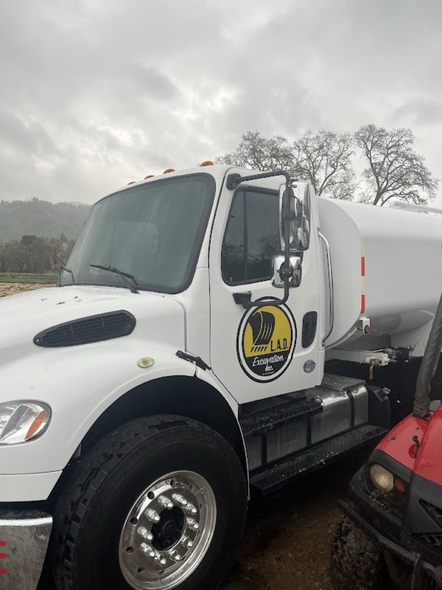 L.A.D. Excavation water truck tested on a muddy Northern California job site