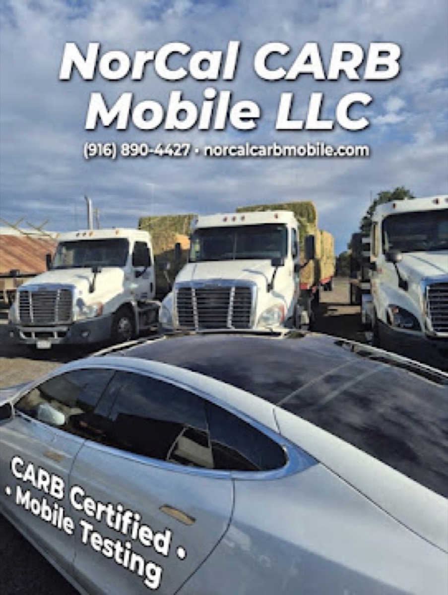 NorCal CARB Mobile mobile testing vehicle at a hay-yard fleet